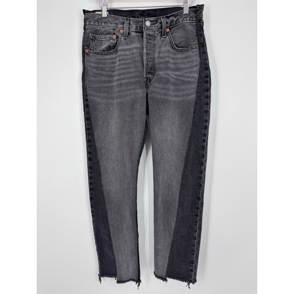 Levis 501 Spliced Womens Jeans Size 30x28 (Tag 30x30) Two Tone Black Gray